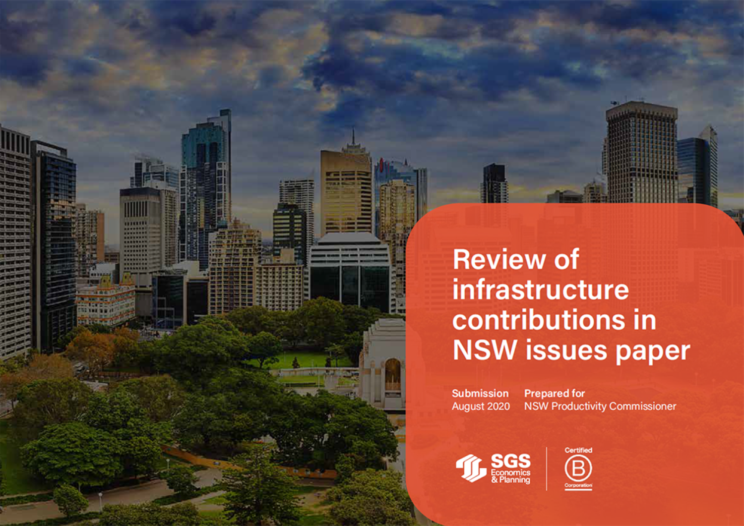 SGS NSW Infrastructure Contributions Review Paper cover