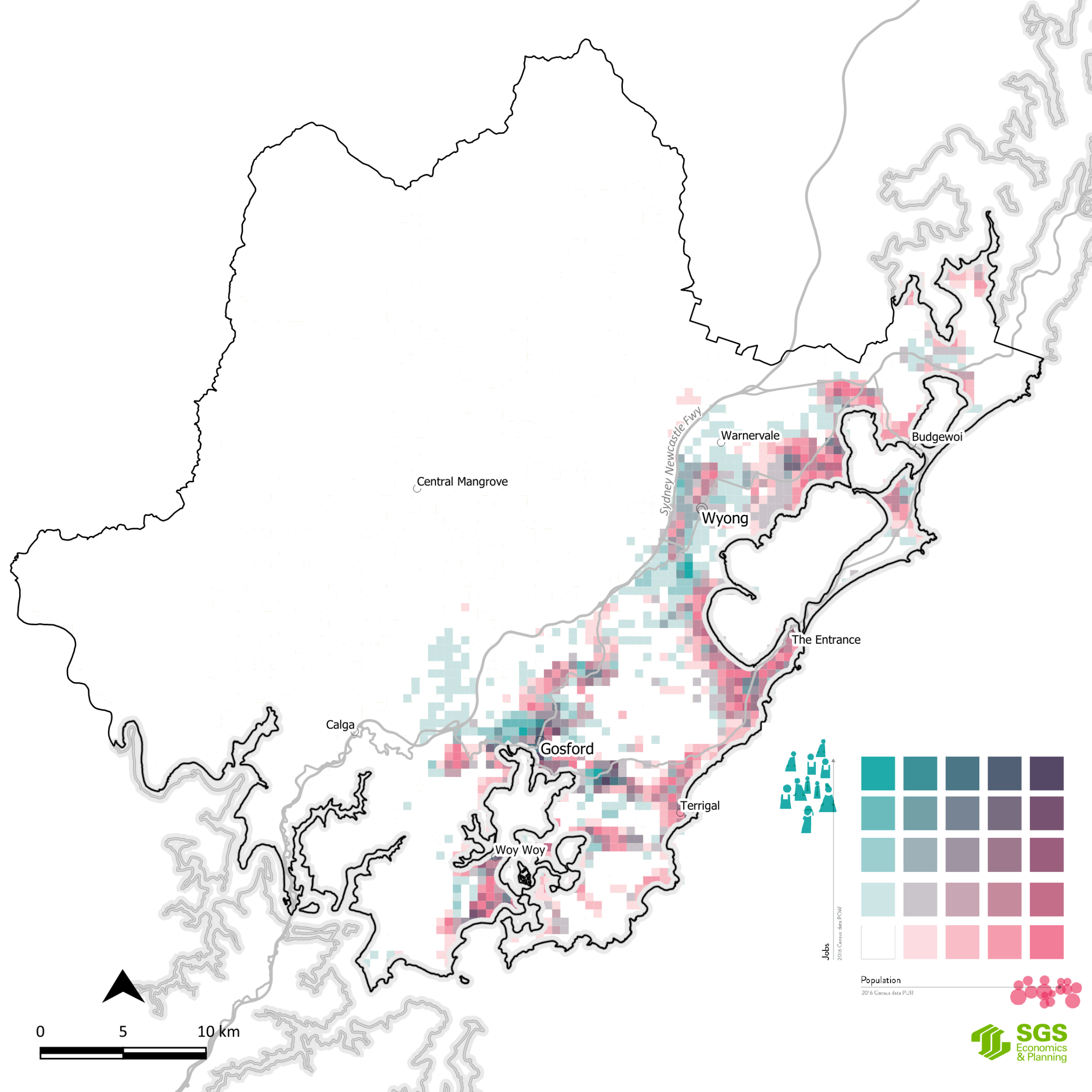 Pop and employment grid map